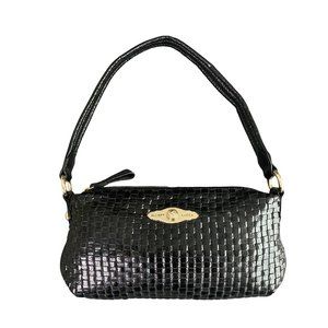 Elliott Lucca Small Black Leather Woven Handbag